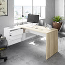 Mesa escritorio reversible 73x145x102 cm blanco artik y roble