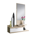 MUEBLE RECIBIDOR PARED CON ESPEJO 81X116X29 CM NATURE/BLANCO BRILLO