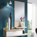 MUEBLE RECIBIDOR PARED CON ESPEJO 81X116X29 CM NATURE/BLANCO BRILLO