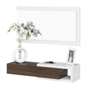 MUEBLE RECIBIDOR ESPEJO Y CAJON 95X19X26 CM TOSCANA Y BLANCO BRILLO