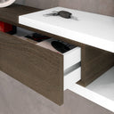 MUEBLE RECIBIDOR ESPEJO Y CAJON 95X19X26 CM TOSCANA Y BLANCO BRILLO