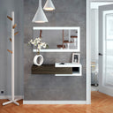 MUEBLE RECIBIDOR ESPEJO Y CAJON 95X19X26 CM TOSCANA Y BLANCO BRILLO