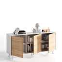 MUEBLE APARADOR SALON 3 PUERTAS 154X75X41 CM BLANCO BRILLO/ROBLE