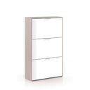 ARMARIO ZAPATERO 3 PUERTAS 60X113X22 CM ROBLE/BLANCO BRILLO
