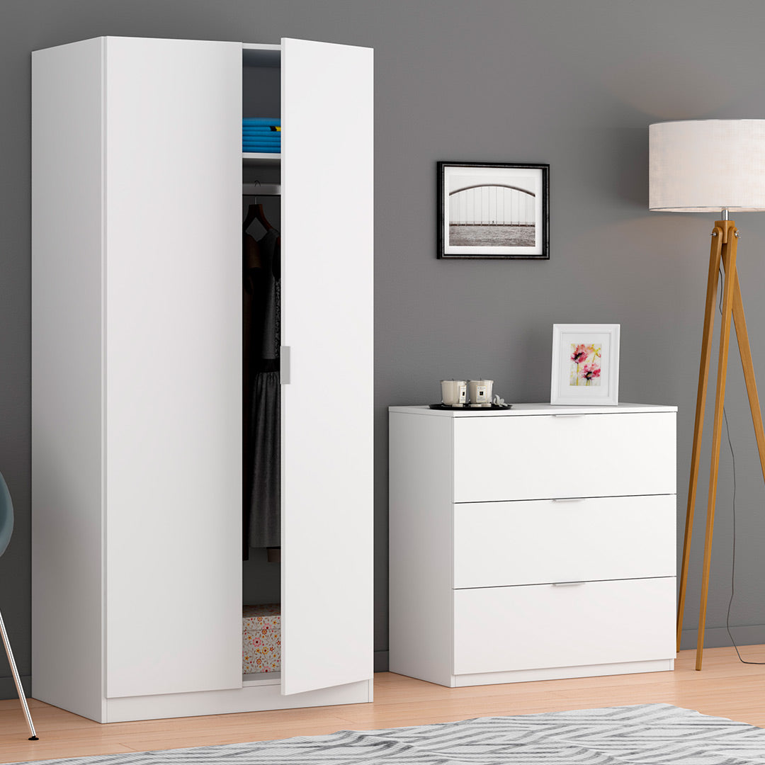 MESITA NOCHE 3 CAJONES 80X77X38 CM BLANCO