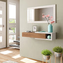 MUEBLE RECIBIDOR CAJON Y ESPEJO 19X95X26CM NOGAL/BLANCO ARTIK