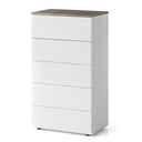 Commode 5 tiroirs AIKOS 109 x 61 x 40 cm Blanc Artik / Chêne d'Alaska