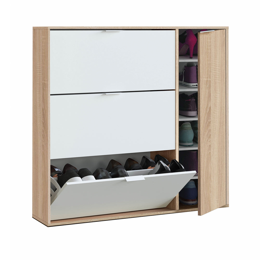 ZAPATERO 4 PUERTAS 115X106X22 CM ROBLE CANADIAN / BLANCO