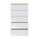 Cómoda 5 cajones 110x60x40 cm blanco artik y roble canadian