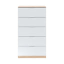Cómoda 5 cajones 110x60x40 cm blanco artik y roble canadian