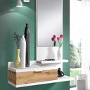 Mueble recibidor lia cajón y espejo 116x81x29 cm roble nodi y blanco artik
