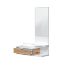 Mueble recibidor lia cajón y espejo 116x81x29 cm roble nodi y blanco artik