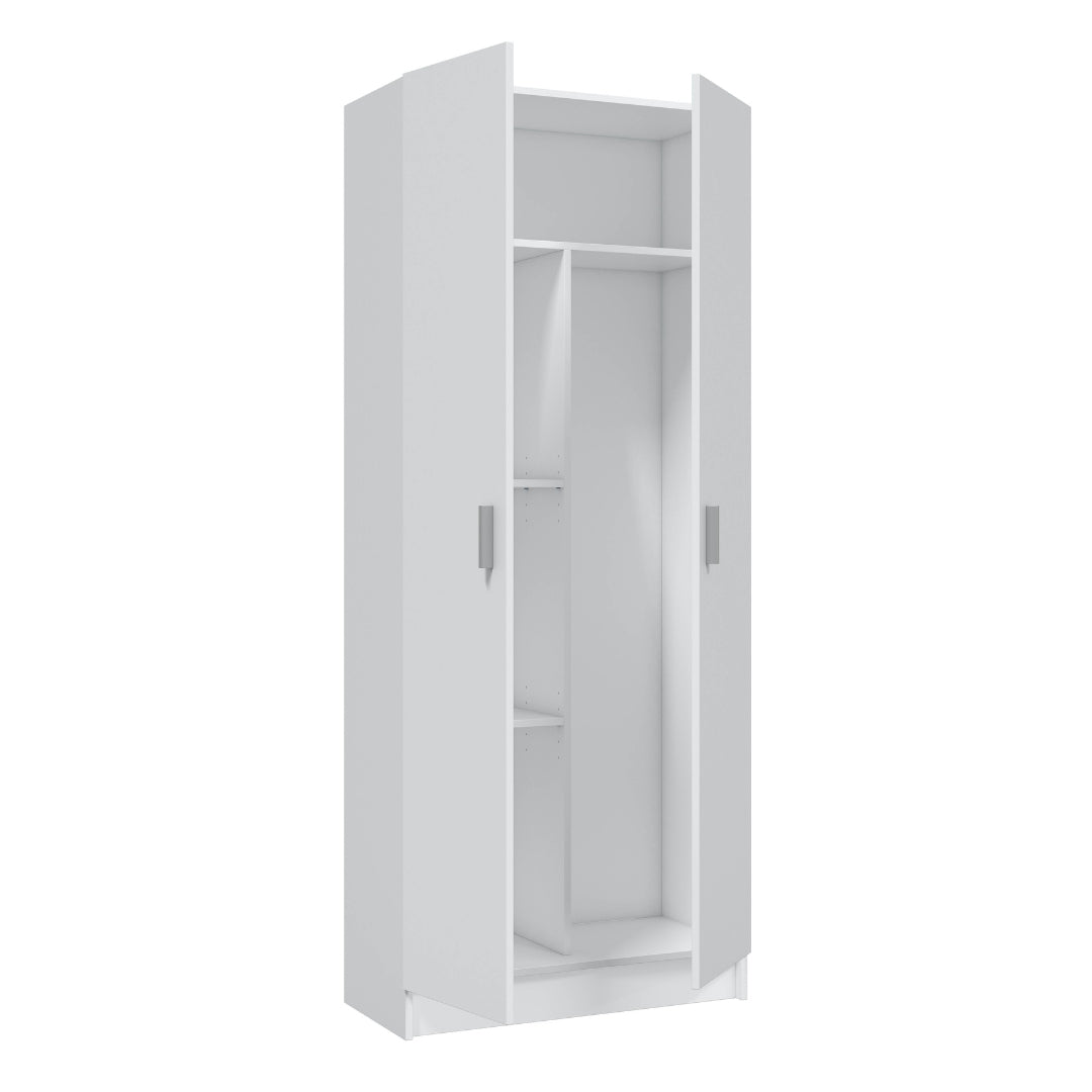 Broom cupboard with 2 doors, 73x180x37 cm, white 
