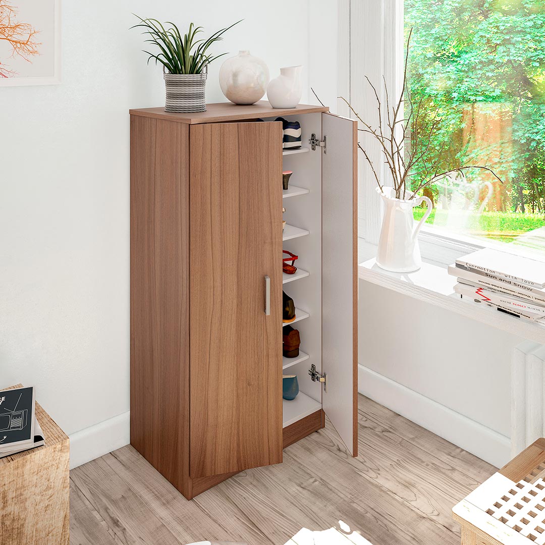 ARMARIO ZAPATERO 6 BALDAS 55X108X36 CM NOGAL