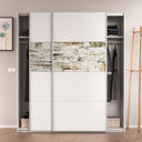 ARMARIO 2 PUERTAS CORREDORAS 180X200X63 CM BLANCO BRILLO/VINTAGE