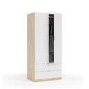 ARMARIO 2 PUERTAS Y 2 CAJONES 80X181X52 CM ROBLE CANADIAN/BLANCO ARTIK