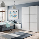 ARMARIO 2 PUERTAS CORREDERAS ANCHAS 120X210X50 CM BLANCO BRILLO