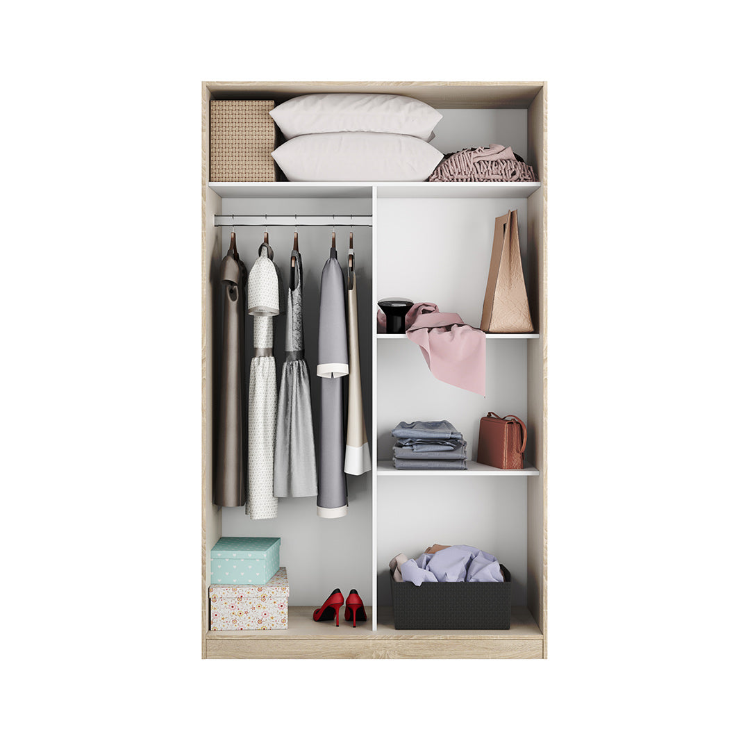 ARMARIO 2 PUERTAS CORREDERAS 120X210X50 CM ROBLE CANADIAN/BLANCO 