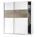 ARMARIO 2 PUERTAS CORREDERAS 200X180X60 CM BLANCO ARTIK / ROBLE ALASKA