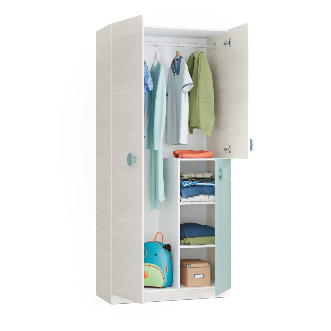 ARMARIO JUVENIL SNUBA 3 PUERTAS 200X90X52 CM VERDE ACQUA / BLANCO ALPES