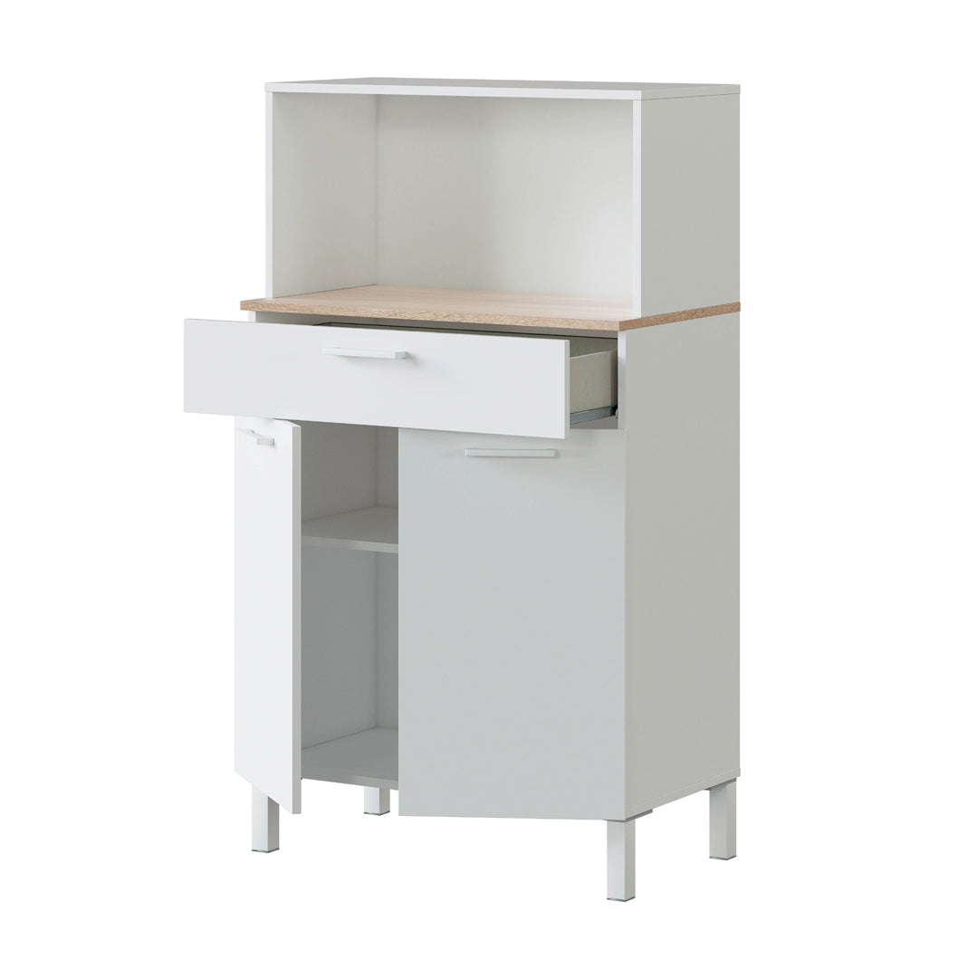 MUEBLE AUXILIAR DE CONCINA 2 PUERTAS 126X72X40 CM BLANCO ARTIK / ROBLE CANADIAN