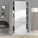 Armario max 2 puertas correderas 200x120x50 cm blanco brillo