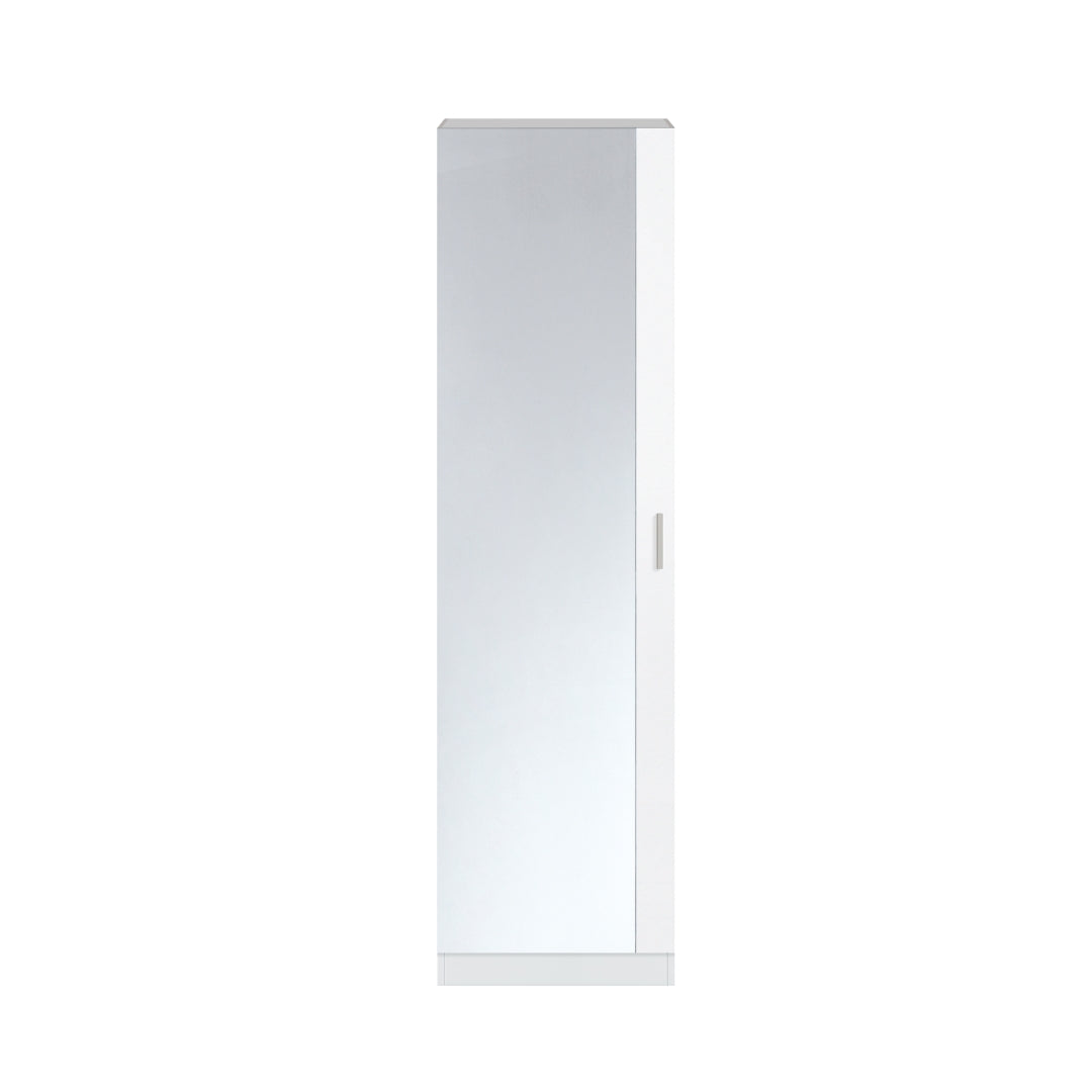 Armario zapatero 1 puerta con espejo kris 50x180x20 cm blanco brillo