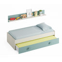 CAMA NIDO JUVENIL + ESTANTE SNUBA 43X201X98 CM VERDE ACQUA / BLANCO ALPES