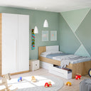 Cama cabezal dos cajones 77x196x97 cm blanco artik y roble nodi