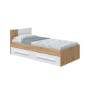 Cama cabezal dos cajones 77x196x97 cm blanco artik y roble nodi