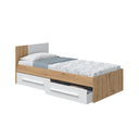 Cama cabezal dos cajones 77x196x97 cm blanco artik y roble nodi