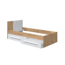 Cama cabezal dos cajones 77x196x97 cm blanco artik y roble nodi