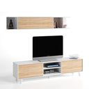 MESA CENTRO ELEVABLE CON ESTANTE 180X51X41 CM BLANCO BRILLO/ROBLE