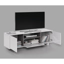 MUEBLE TV PUERTA Y ESTANTE 150X46X41 CM BLANCO BRILLO/GRIS CENIZA
