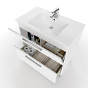 MUEBLE BAÑO PUERTA ABAT + CAJON CON LAVABO + ESPEJO BLANCO
