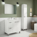 MUEBLE BAÑO 2 PUERTAS + CAJONES CON LAVABO + ESPEJO BLANCO