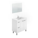 MUEBLE BAÑO 2 PUERTAS + CAJONES CON LAVABO + ESPEJO BLANCO