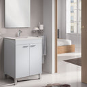 MOBILE BAGNO CON 2 ANTE, LAVABO E SPECCHIO LC1-60 BIANCO