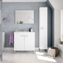 MOBILE BAGNO CON 2 ANTE, LAVABO E SPECCHIO LC1-80 BIANCO