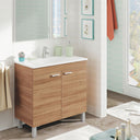 MUEBLE BAÑO 2 PUERTAS CON LAVABO + ESPEJO NOGAL