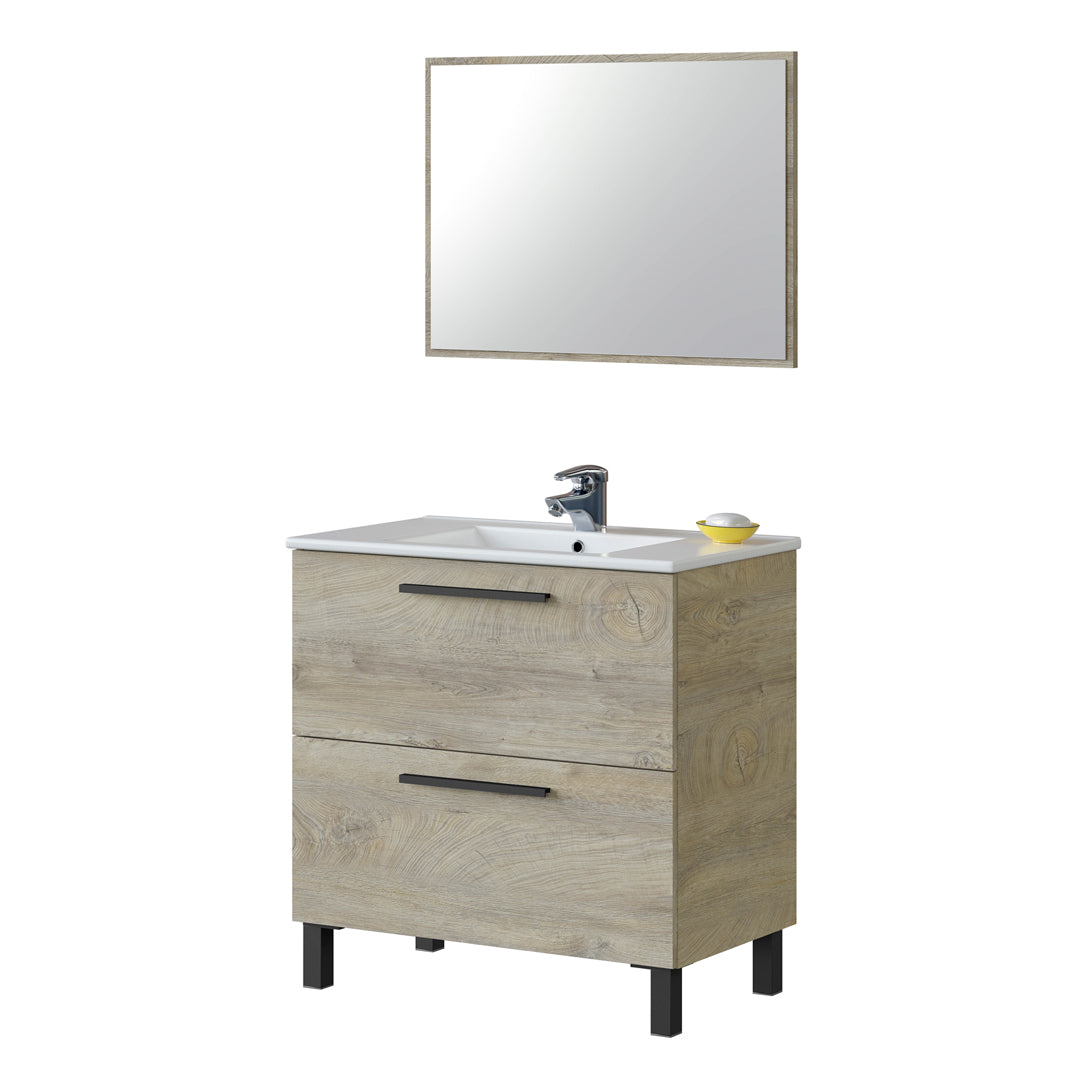 MUEBLE BAÑO CON ESPEJO ATHENA 80X80X45 CM ROBLE ALASK