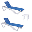 Conjunto andorra 2 tumbonas y mesa acqua blanco y azul