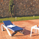 Conjunto andorra 2 tumbonas y mesa acqua blanco y azul