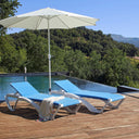 Conjunto andorra 2 tumbonas y mesa acqua blanco y azul