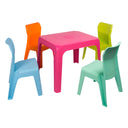 JAN CHILDREN'S SET: FUCHSIA TABLE AND 4 MULTICOLOR CHAIRS