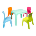 JAN CHILDREN'S SET: MINT GREEN TABLE AND 4 MULTICOLOR CHAIRS