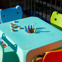JAN CHILDREN'S SET: MINT GREEN TABLE AND 4 MULTICOLOR CHAIRS