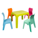 JAN CHILDREN'S SET: LIMA TABLE AND 4 MULTICOLOR CHAIRS