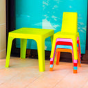 JULIETA CHILDREN'S SET: TABLE AND TWO ORANGE CHAIRS