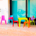 JULIETA CHILDREN'S SET: TABLE AND TWO ORANGE CHAIRS